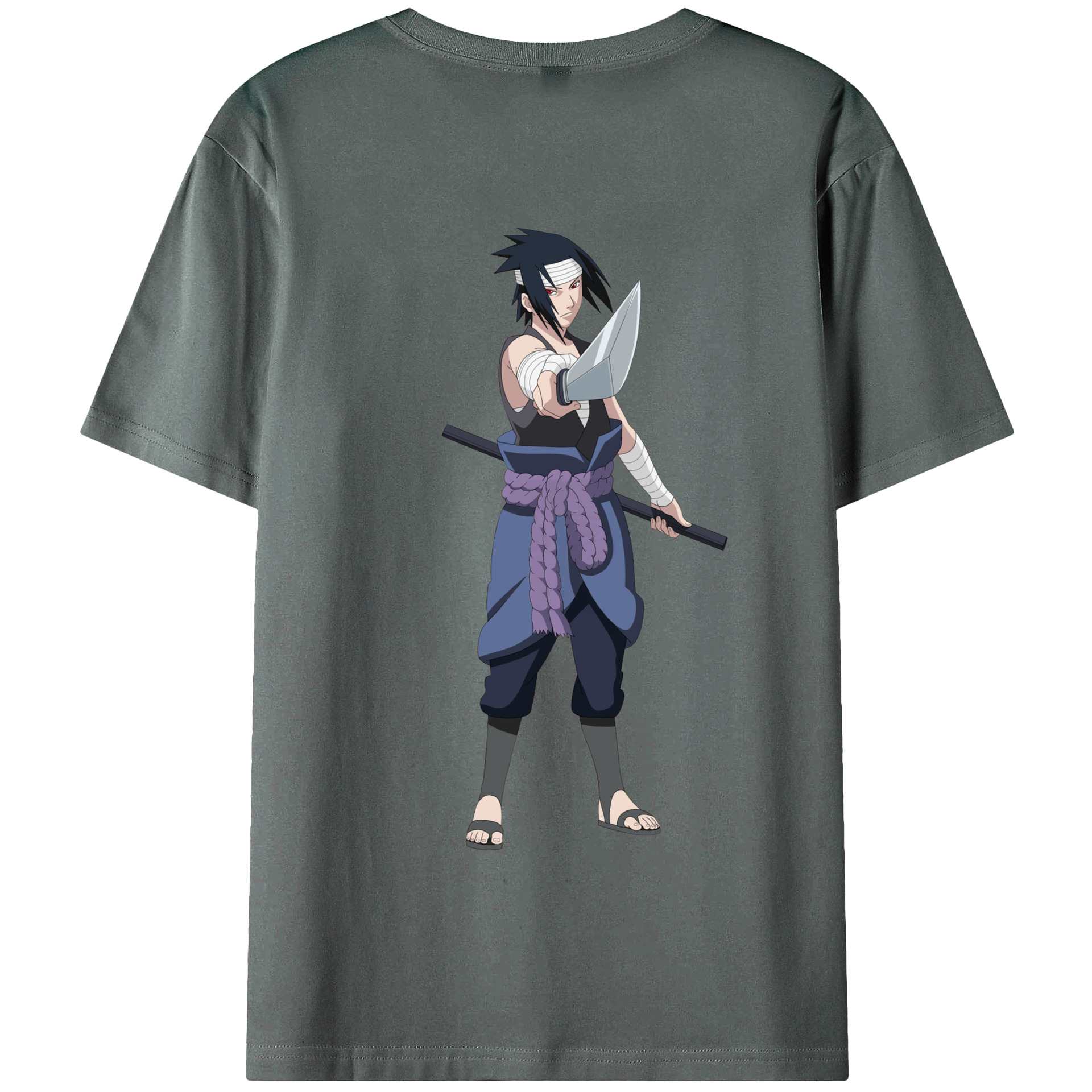 （画像用） NARUTO -ナルト- うちは サスケ Uchiha Sasuke 綿100％半袖Tシャツ（背面プリント）